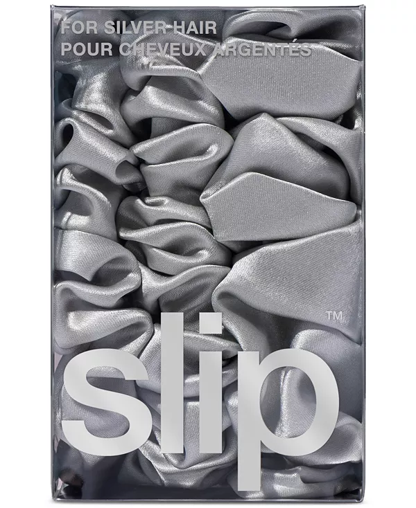Набор из 3-х предметов из чистого шелка, резинок для волос разных цветов Slip, silver — фото 3