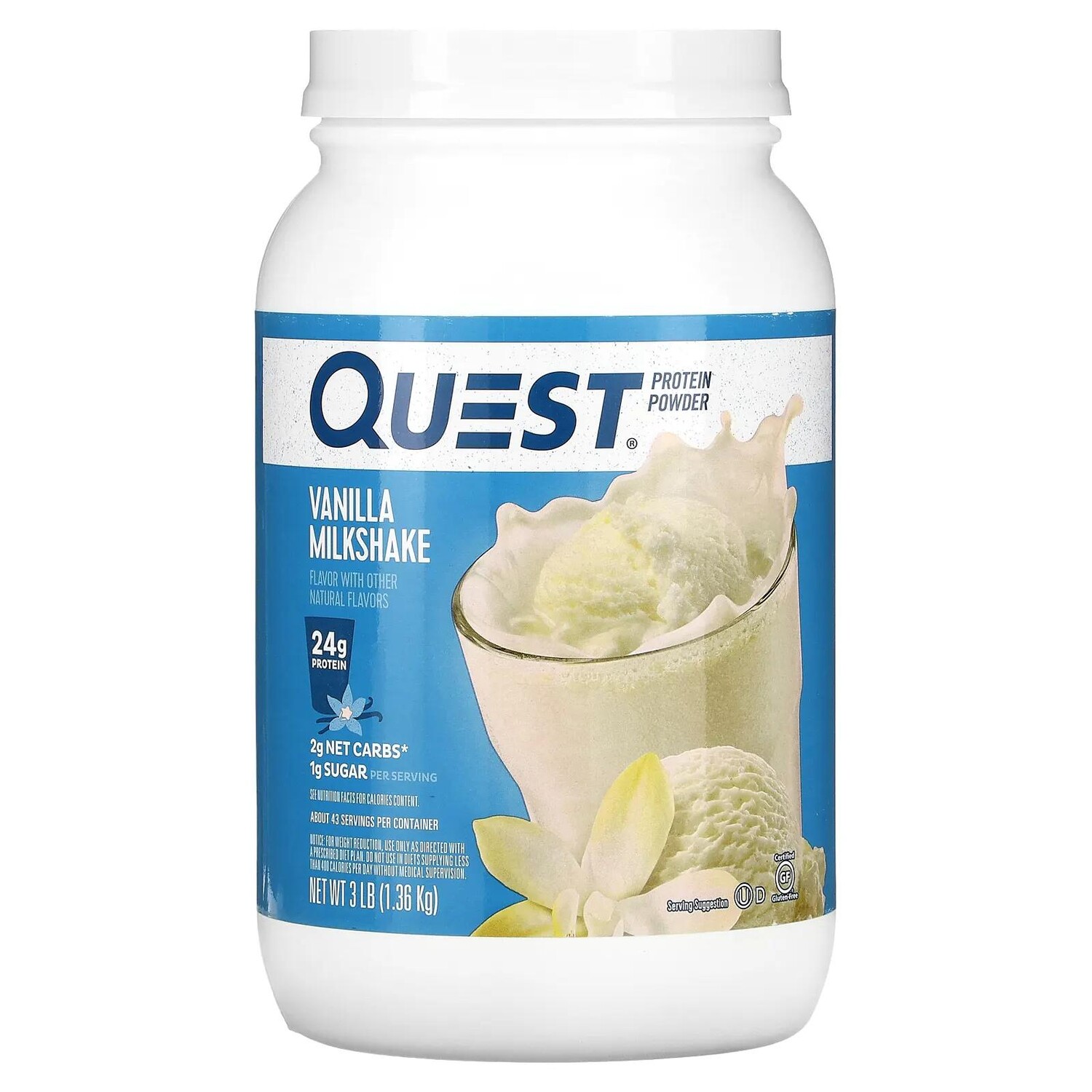 

Quest Nutrition Протеиновый порошок Quest Ванильный молочный коктейль 3 фунта