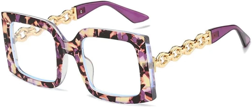 

Мужские солнцезащитные очки с широкой цепочкой для женщин и роскошные солнцезащитные зеркала, модные, для активного отдыха, с защитой от УФ-излучения UV400 TVTBBVV, Purple Clear