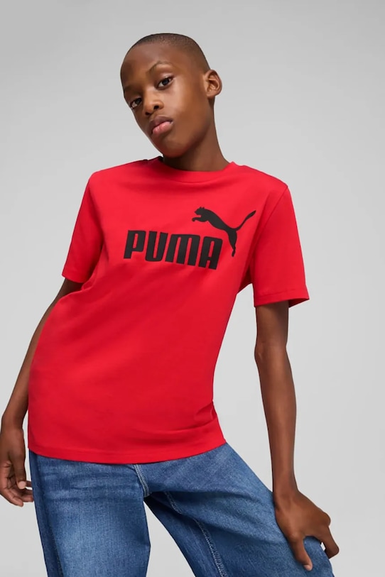 

Детская хлопковая футболка ESS No. 1 Logo Tee Puma, красный