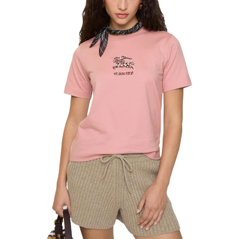 Футболка из хлопка Equestrian Knight Burberry, летняя, розовый — фото 3