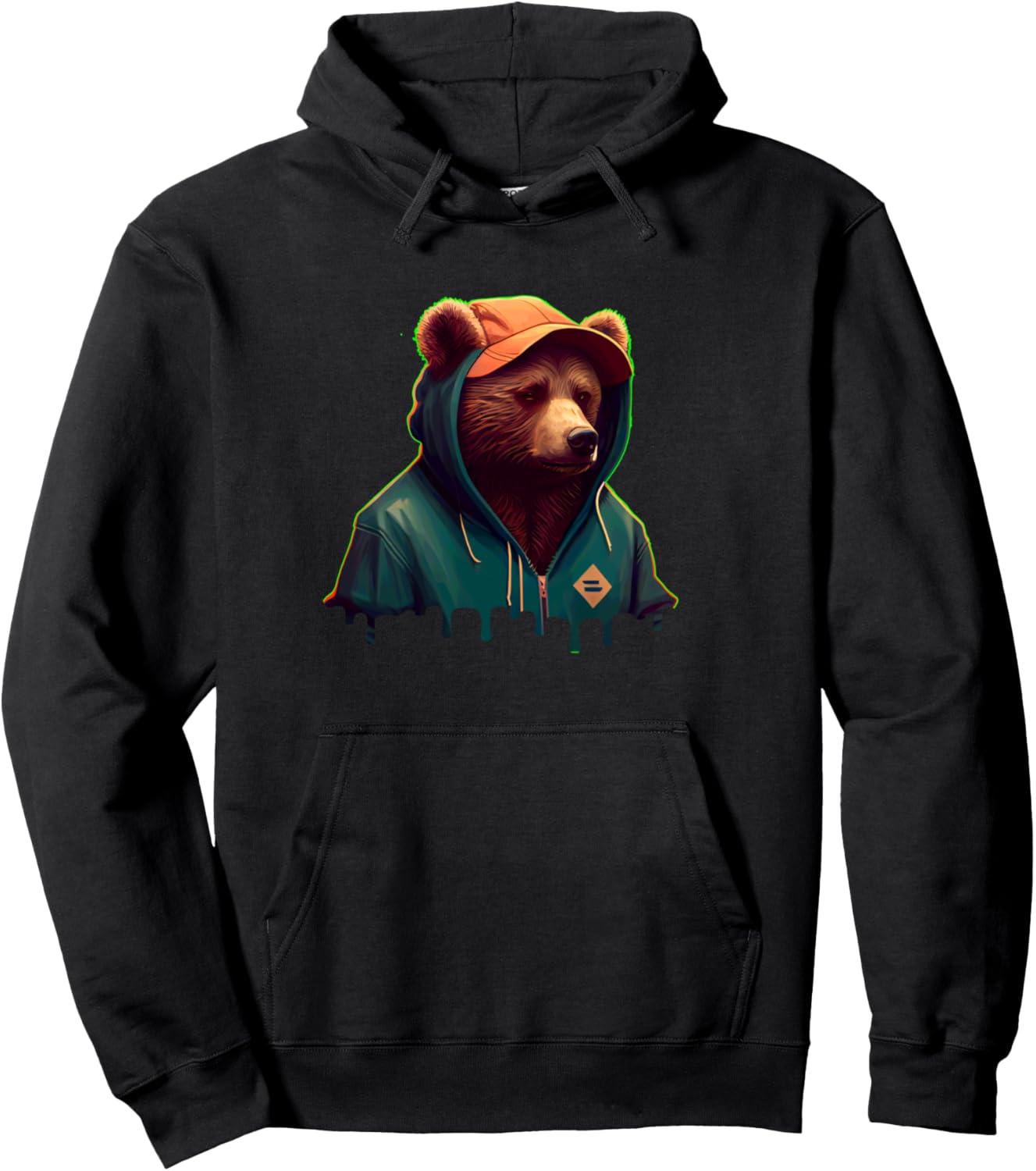 

Худи и кепка Bear in Parker Chill Urban Vibe Chill Urban Bear Hip Hop Style Vibes, черный