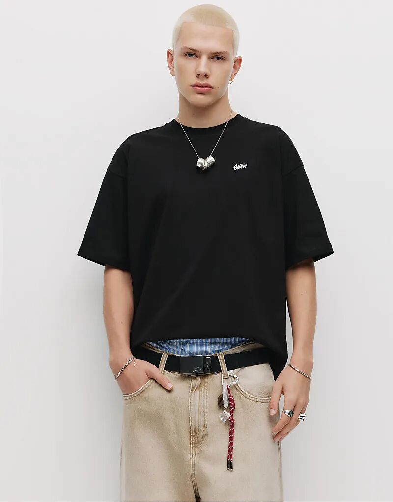 

Футболка свободного кроя Pull&Bear Stwd черного цвета