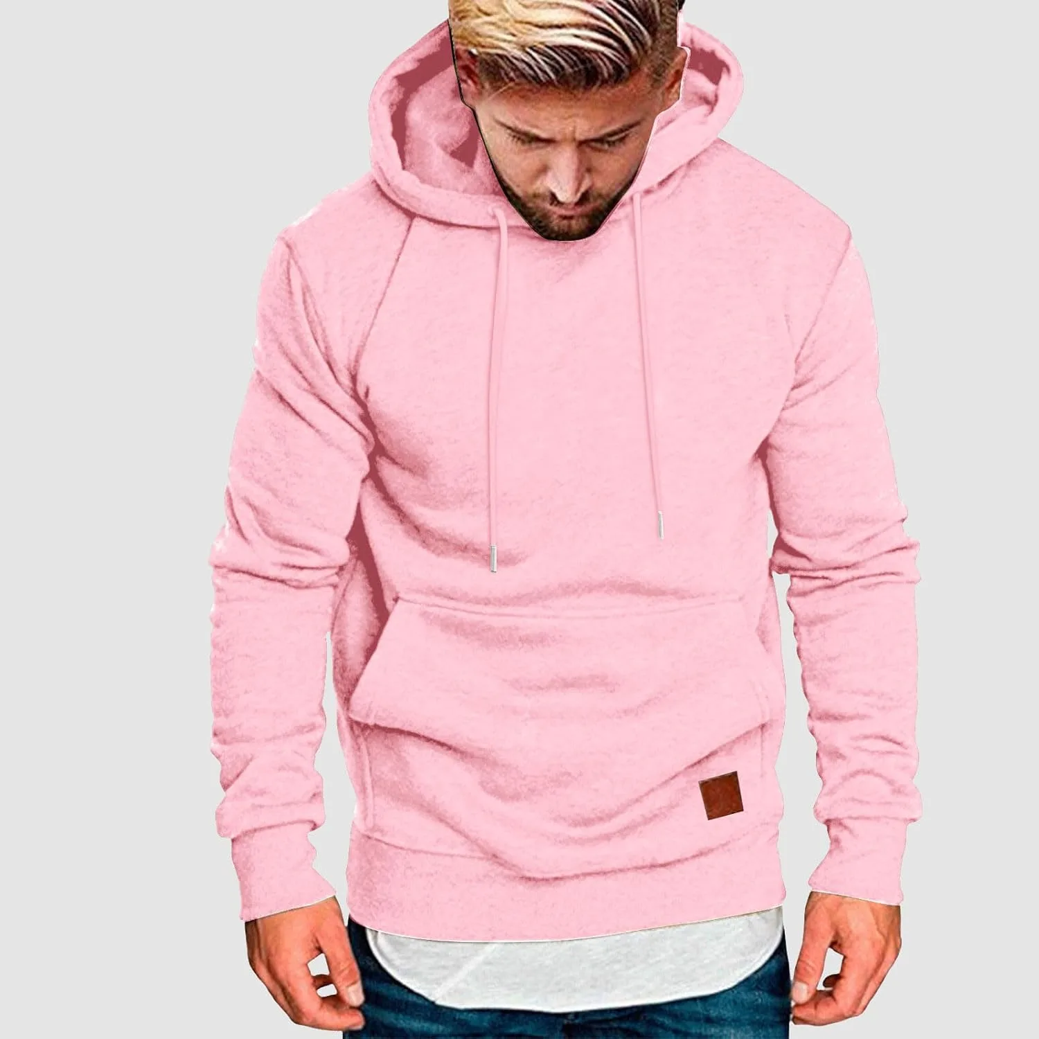 Худи мужское Streetwear Y2k с длинным рукавом и карманом — фото 2