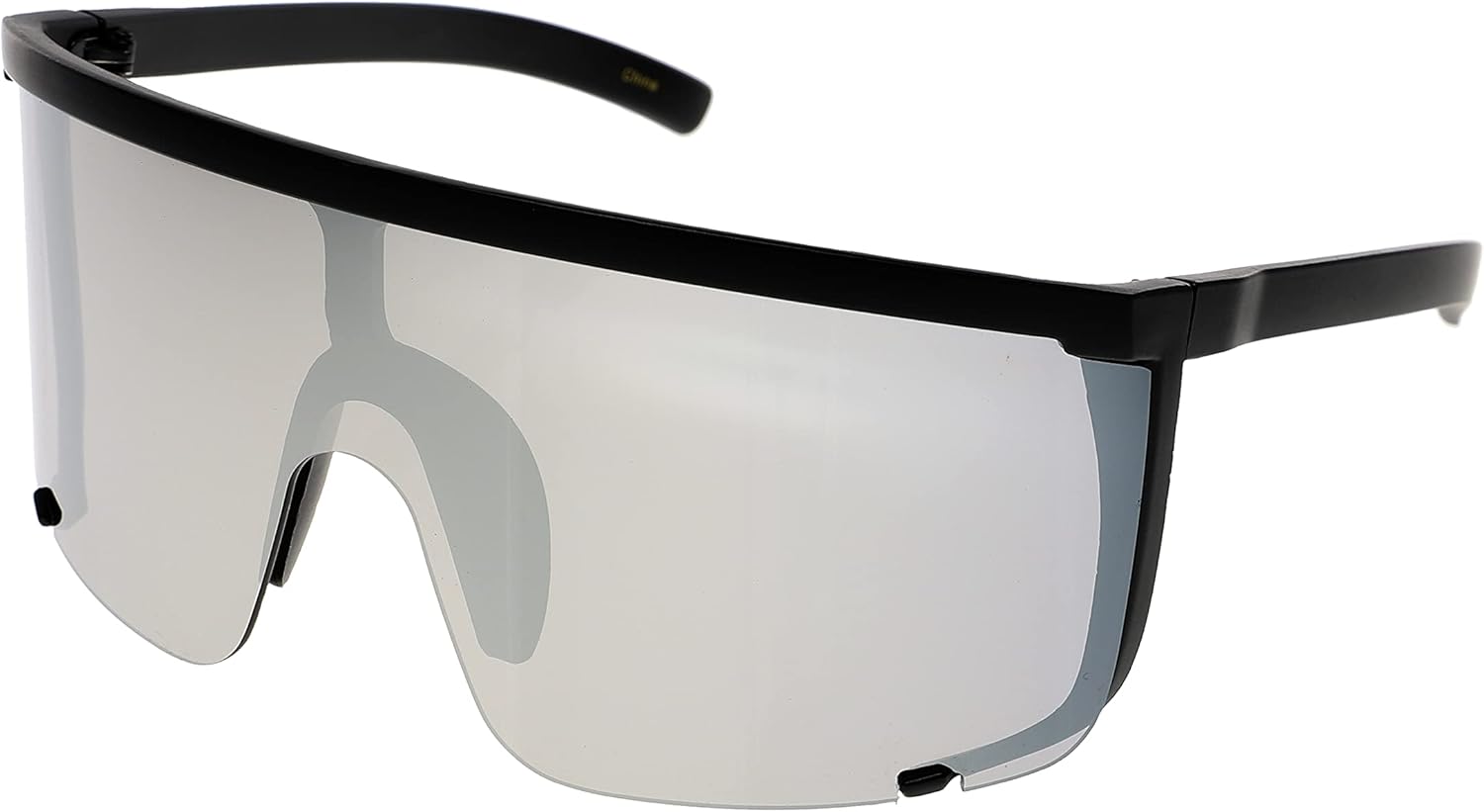 

Безупречные солнцезащитные очки унисекс большого размера Super Shield с зеркальными линзами, ретро-стиль, матовая черная оправа с плоским верхом FLAWLESS EYEWEAR, Silver Mirror