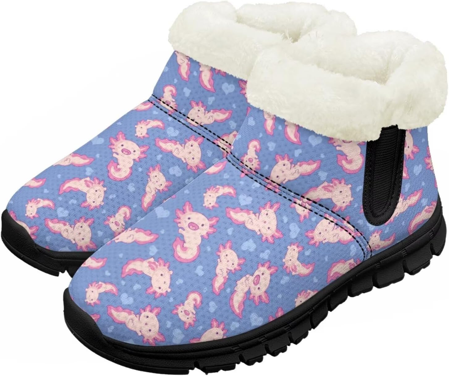 

Pzuqiu Зимние детские ботинки для мальчиков и девочек, теплые походные ботинки с меховой подкладкой для улицы, теплые прогулочные ботинки, черная подошва