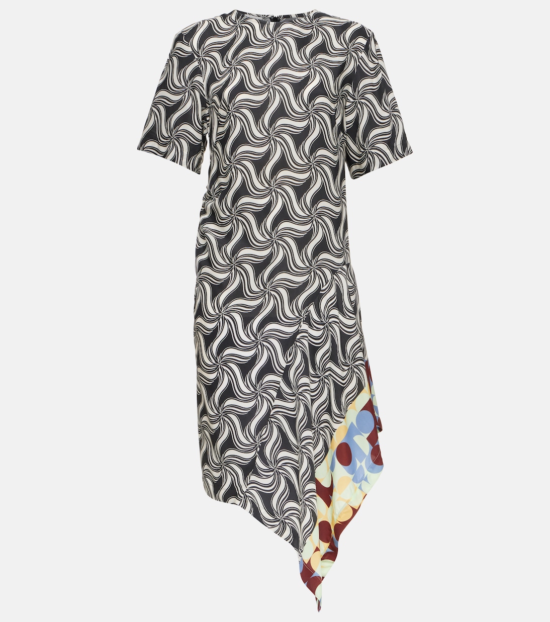 

Асимметричное платье миди с принтом Dries Van Noten, черный