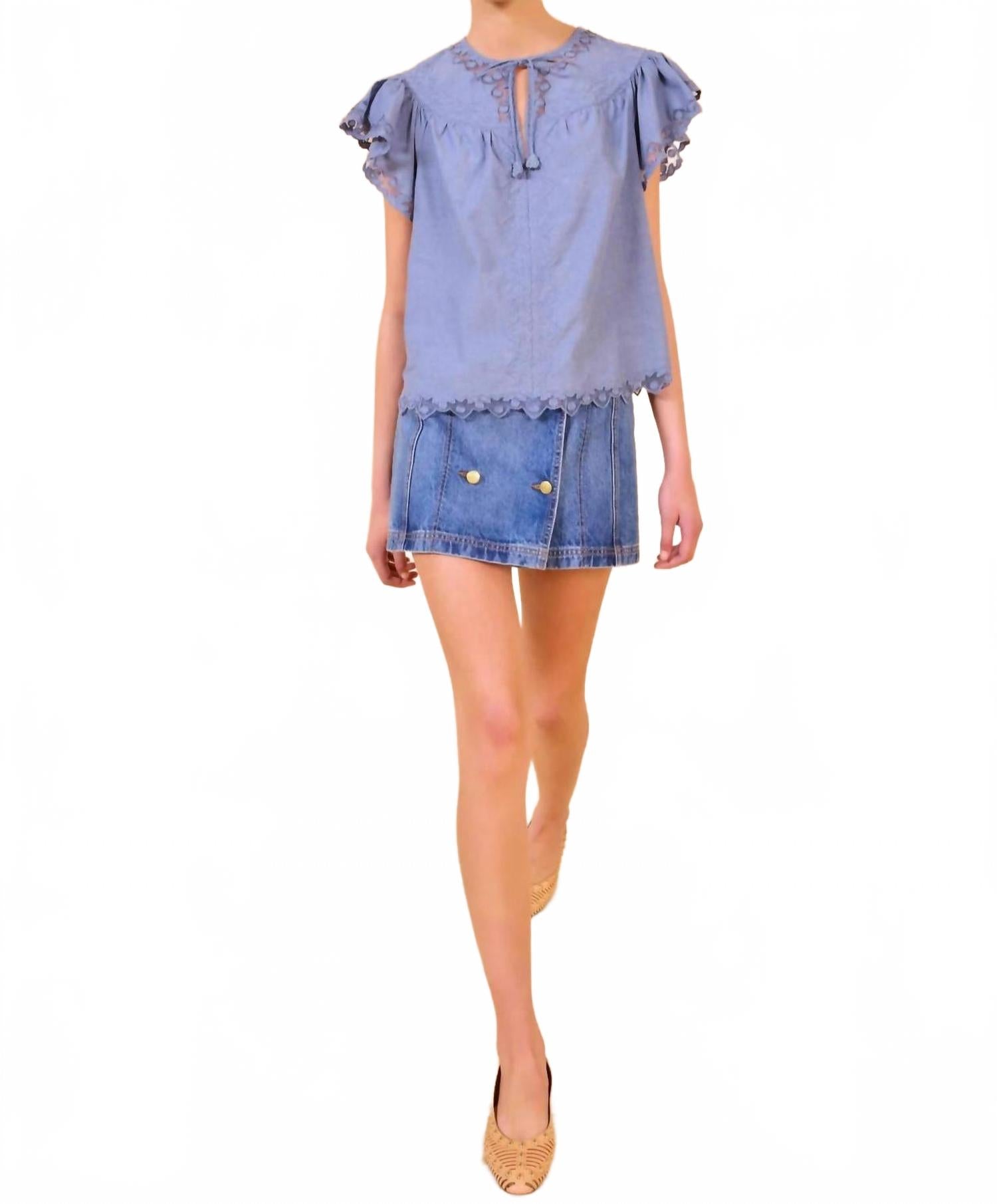 

Топ Effie с рукавами-крылышками из шамбре Ulla Johnson, chambray