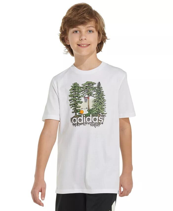 

Футболка с графическим рисунком Big Boys Outdoor Adventure Adidas, белый