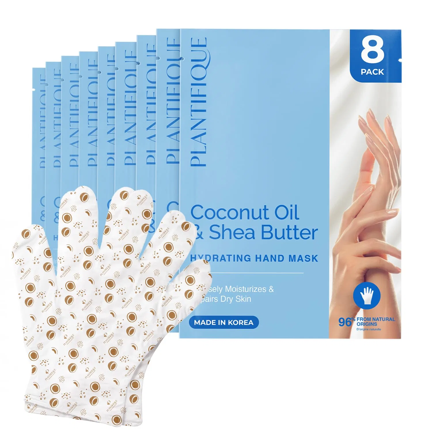 Корейская маска для рук Plantifique с гиалуроновой кислотой, 8 пар Plantifique, Hand Mask - 8 Pairs