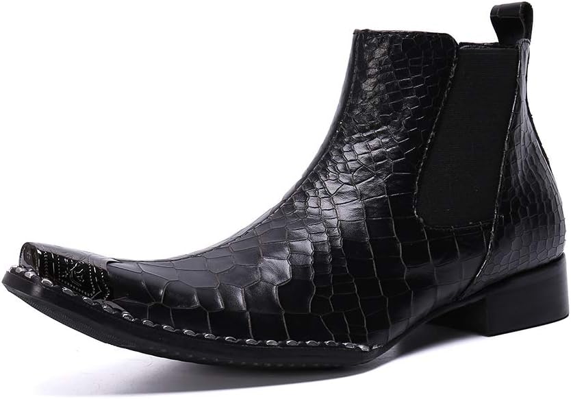 

Мужские ботинки Челси, зауженный носок, деловые кожаные ботинки, смарт-кэжуал, броги, официальная обувь, черные - 47/UK12.5/US 13 Jlfzc
