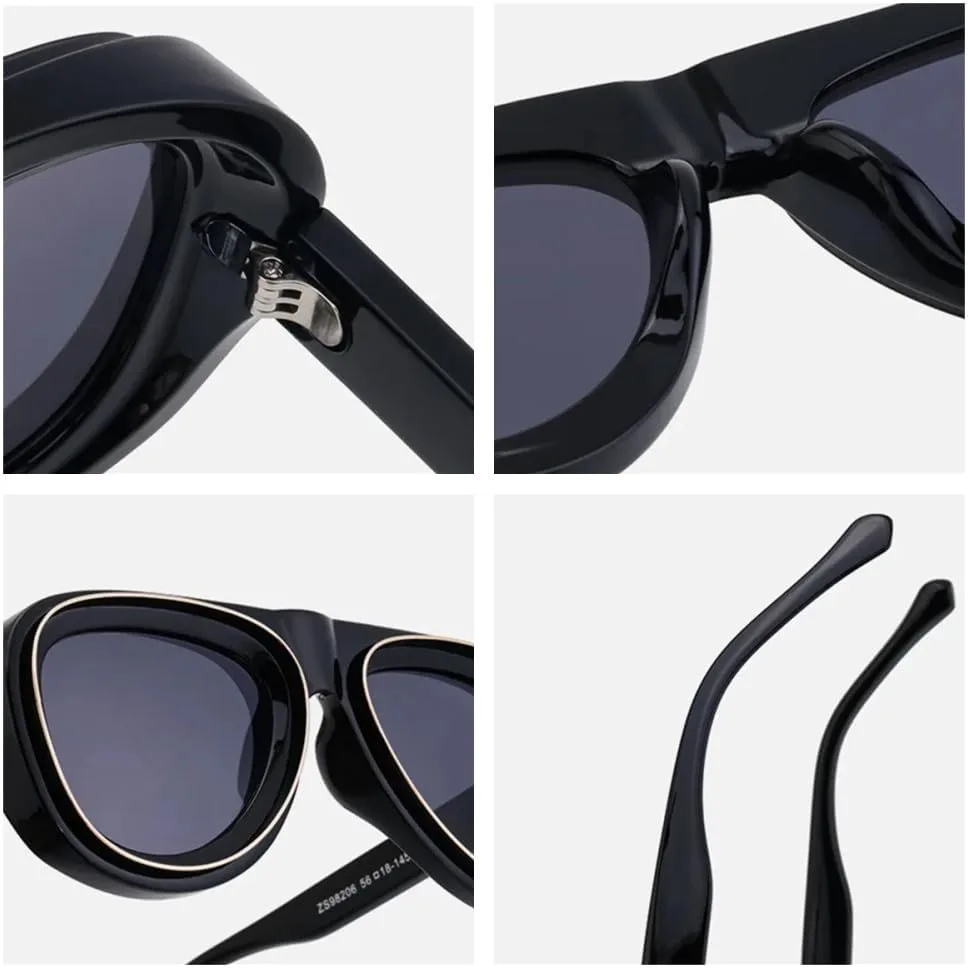 

Винтажные солнцезащитные очки для женщин и мужчин, мужские солнцезащитные очки в панк-стиле, роскошные, популярные, в большой оправе generic, Dark Blue Black