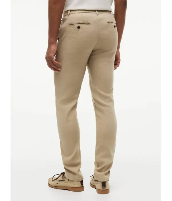 Льняные брюки-чиносы DENTON slim fit Tommy Hilfiger, бежевый — фото 3