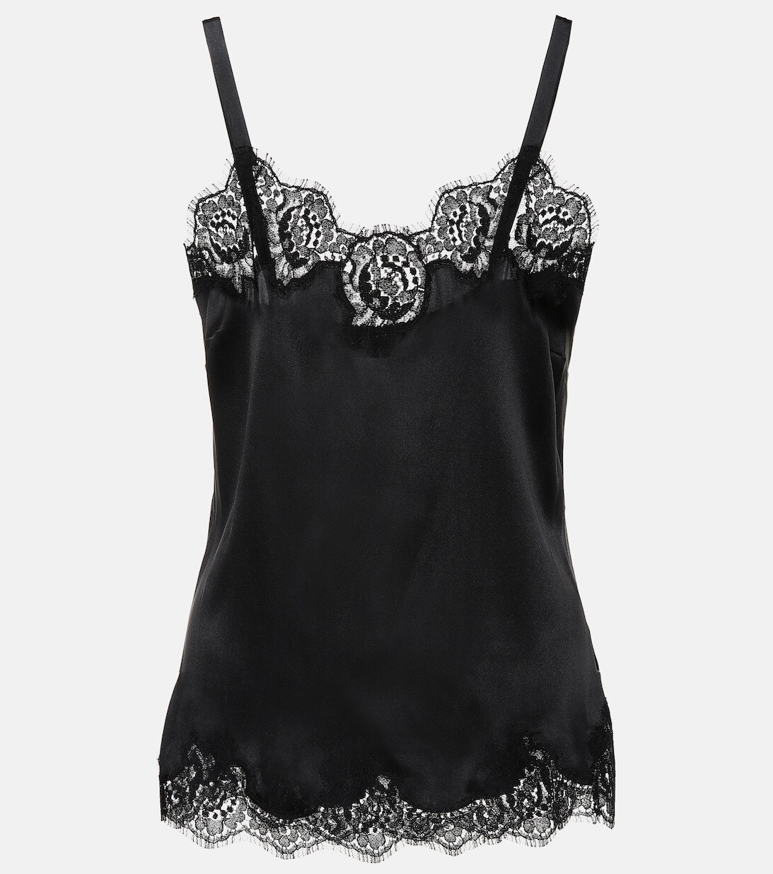 

Атласная майка с кружевом DOLCE&GABBANA, черный