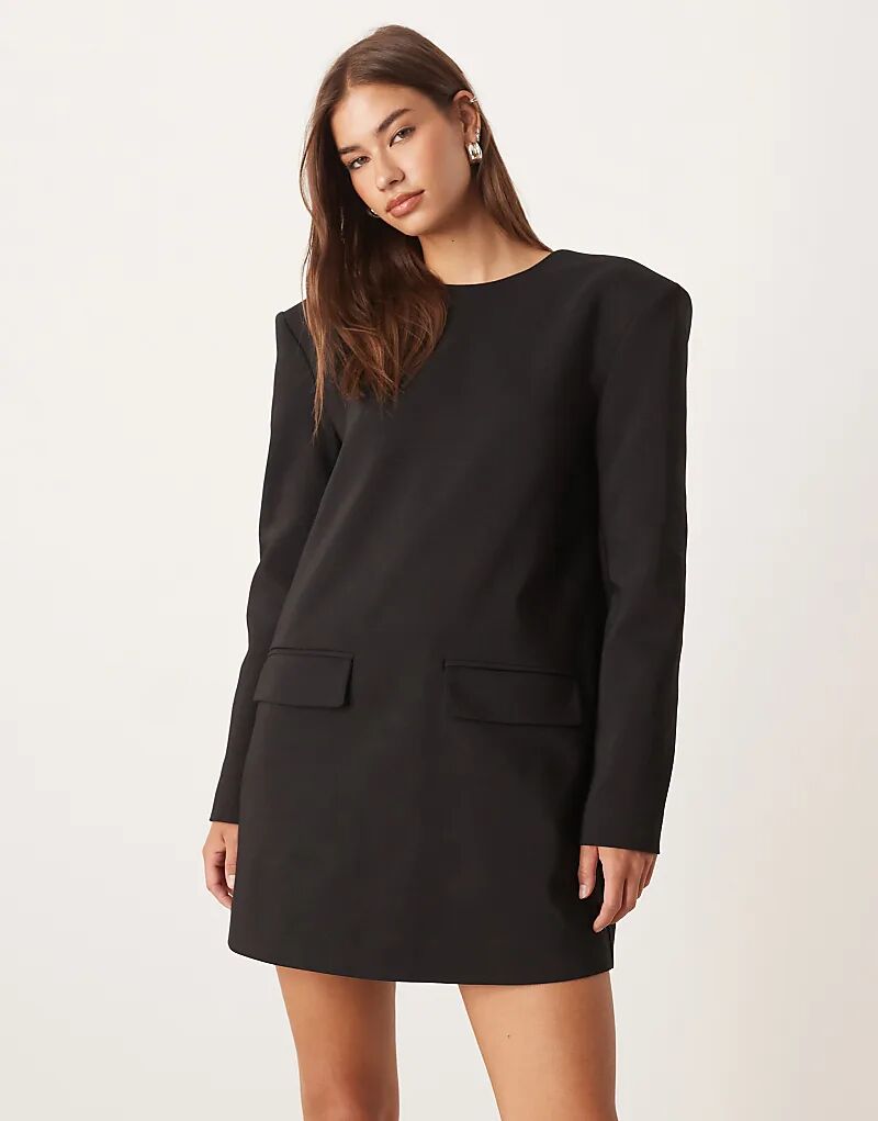 

Платье-трапеция ASOS DESIGN с подплечниками черного цвета