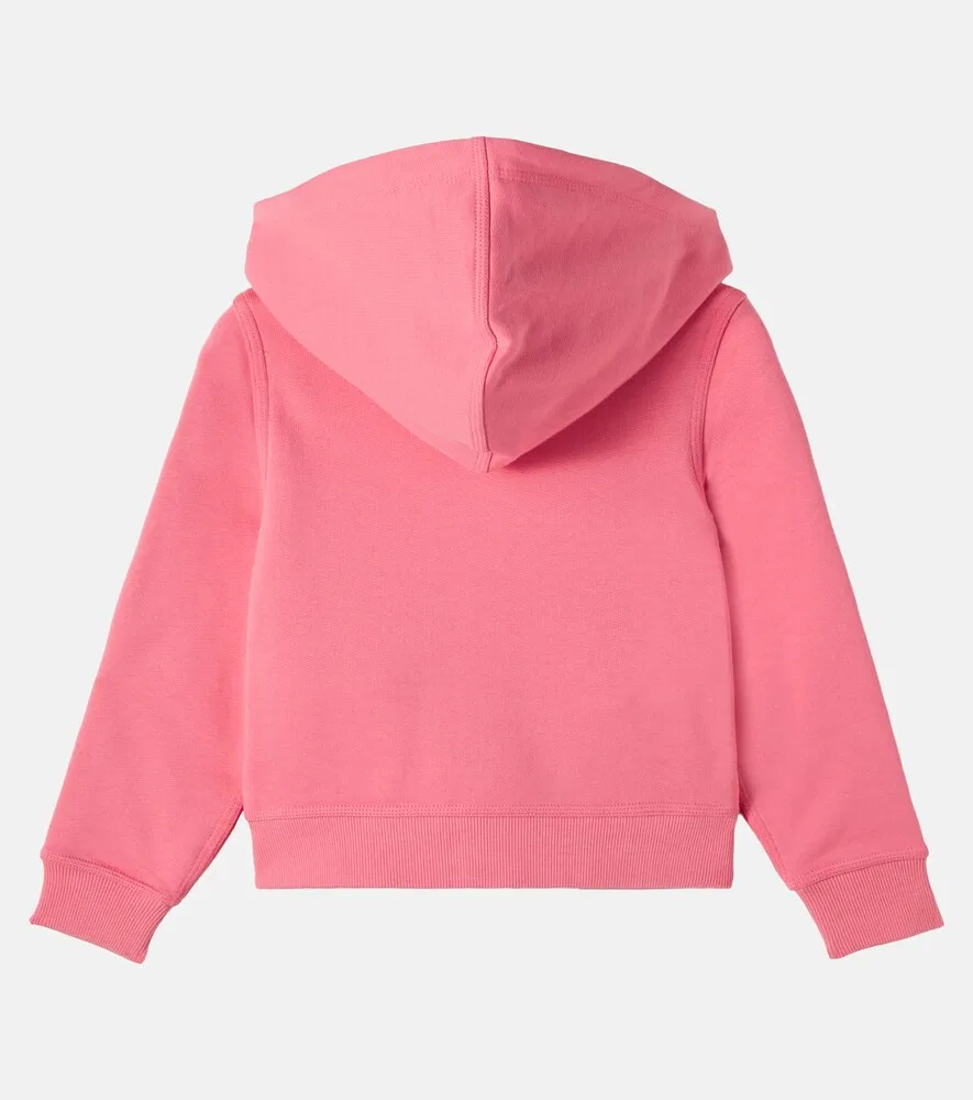 Худи на молнии из хлопка Burberry Check EKD Burberry Kids, розовый — фото 3