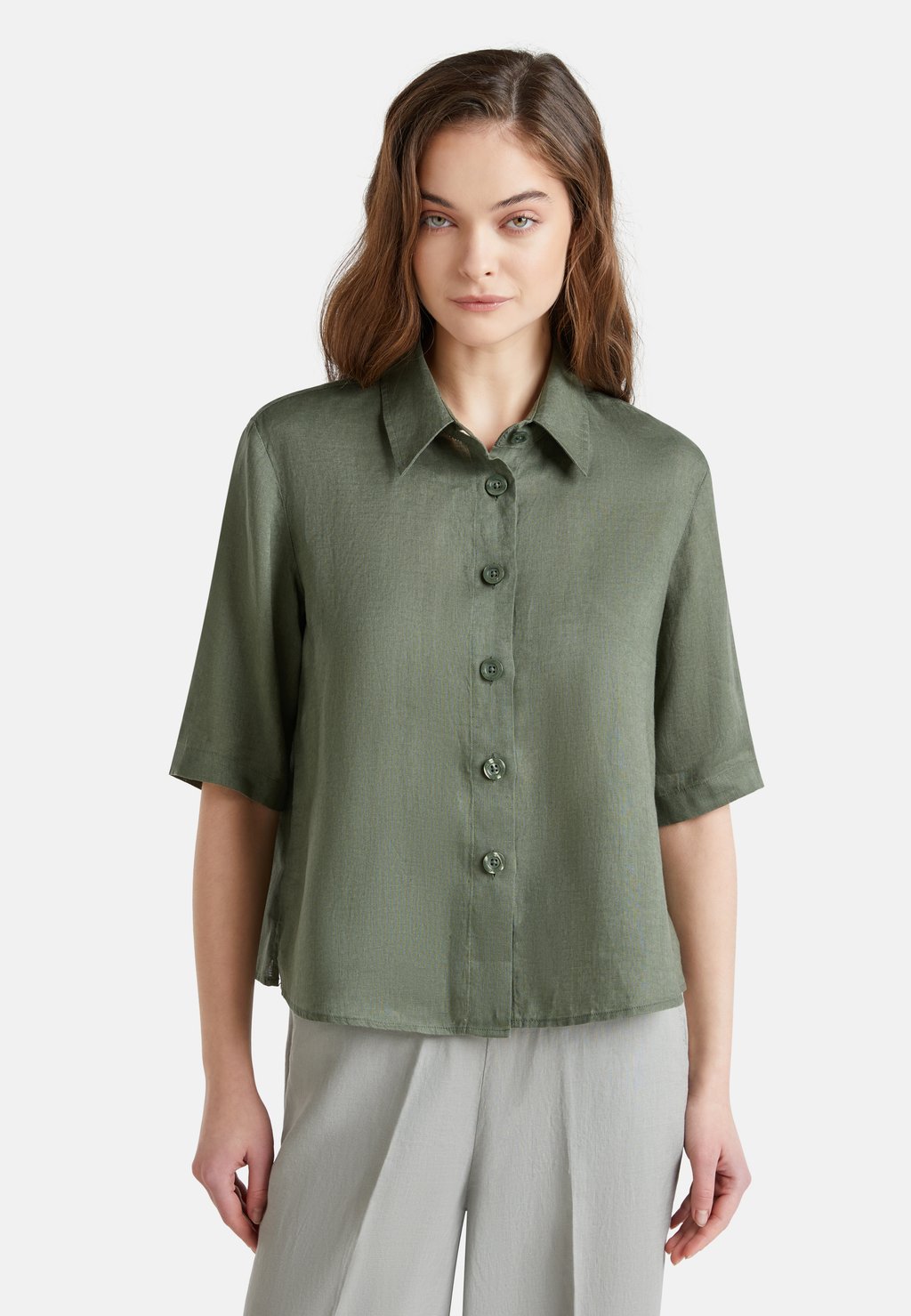 

Блузка на пуговицах SHORT United Colors of Benetton, зеленый