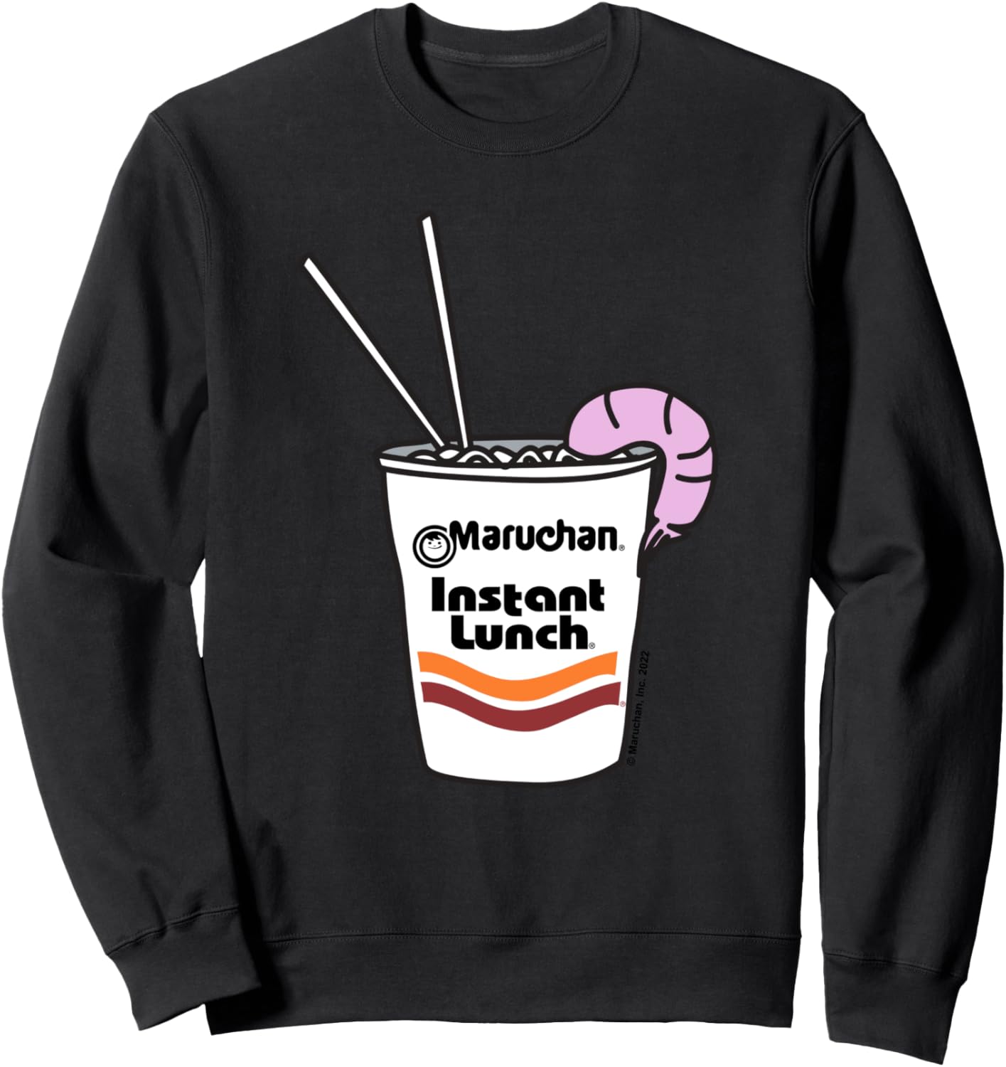 

Толстовка с рисунком чашки быстрого приготовления лапши быстрого приготовления Maruchan и логотипом креветки Maru-Chan, черный
