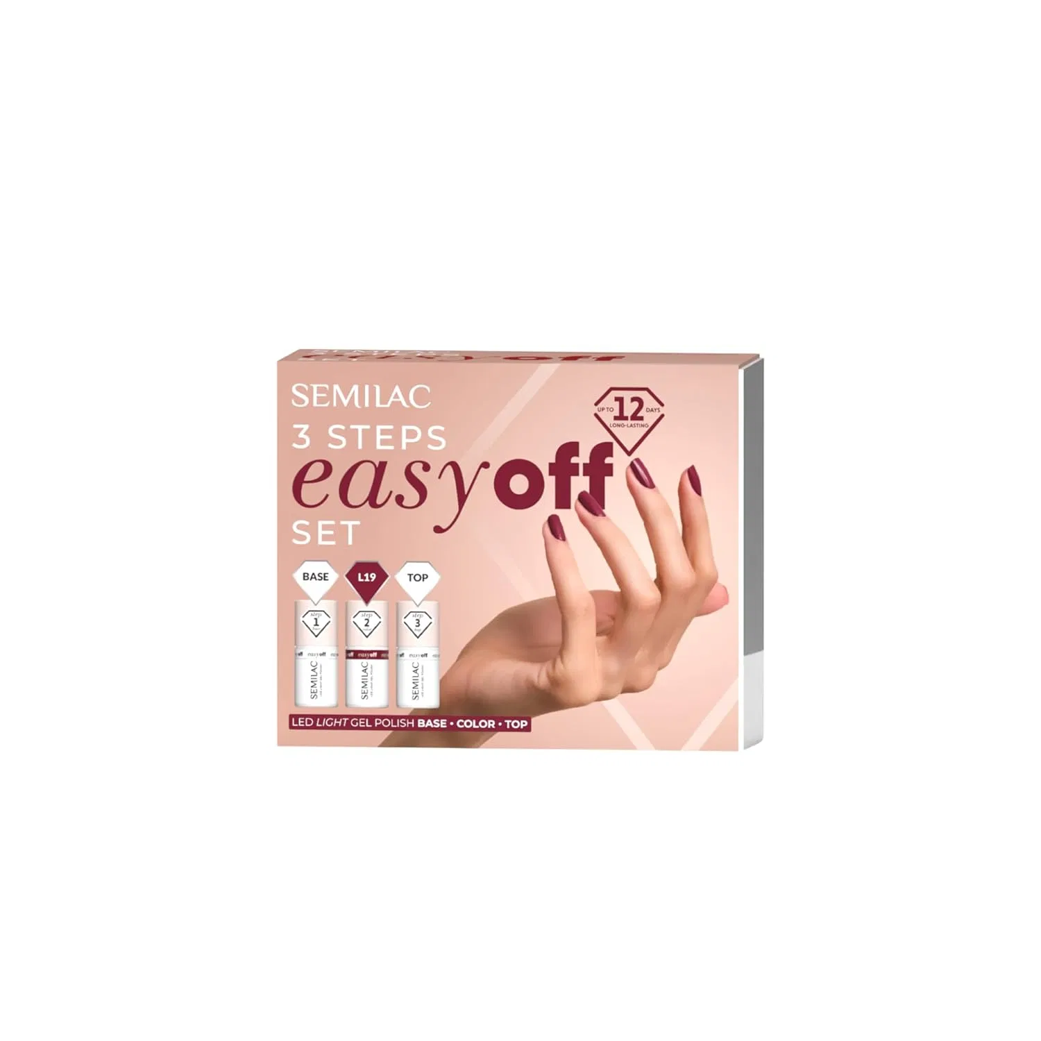 Стартовый набор для маникюра Semilac 3Step Easy Off с L19 Cherry Coke Semilac, 3Step Easy Off Set