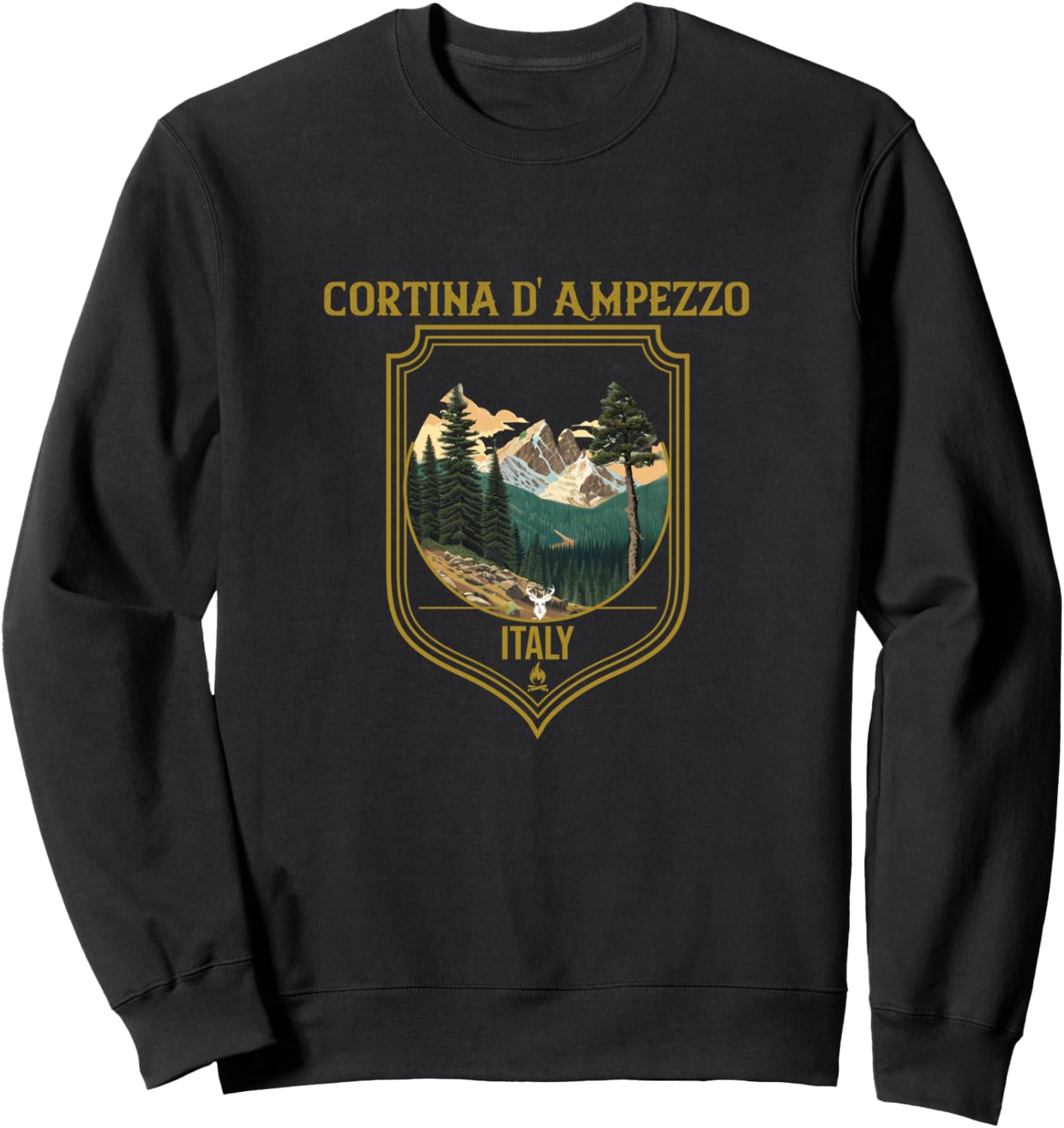 

Сувенирная одежда Cortina d' Ampezzo - толстовка Cortina d' Ampezzo Cortina D' Ampezzo Italy Hiking Clothing, черный