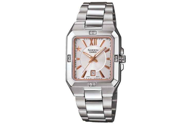 

CASIO Часы Women's SHEEN Silver Watch SHE-4501D-7A, Silver