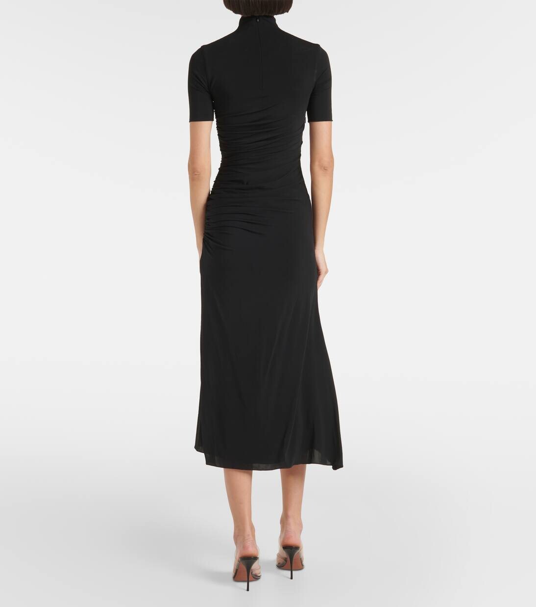 Платье миди асимметричного кроя с драпировкой Alaïa, цвет noir alaia — фото 3