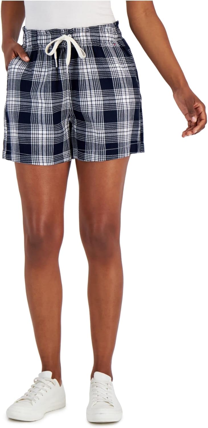 

Женские спортивные брюки Tommy Hilfiger с клетчатым принтом и завязками, Sky Captain/Bright White