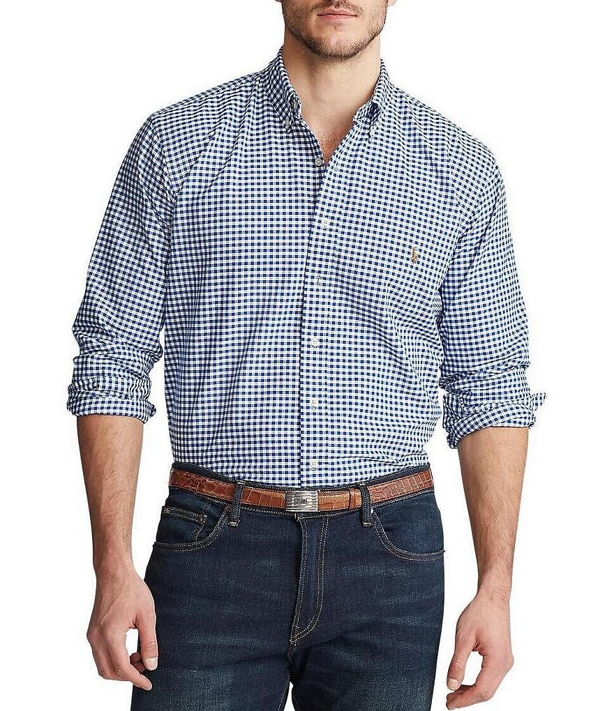 

Оксфордская рубашка в клетку Polo Ralph Lauren Big & Tall, синий