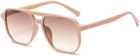 

Классические большие солнцезащитные очки для женщин, винтажные, с двойными линзами, желто-оранжевые линзы, конфетные цвета, защита от УФ-излучения UV400 MTZJH, Pink Tea