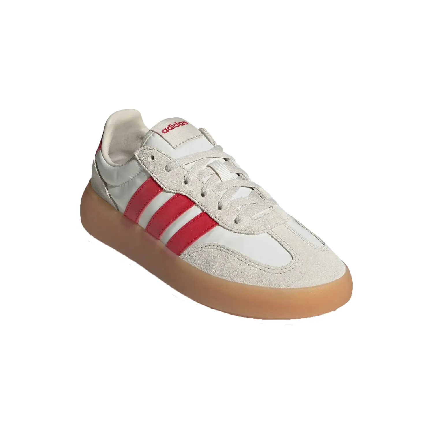 Adidas Barrada Decode кожаные и замшевые низкие детские тренировочные туфли ecru/bright red — фото 3