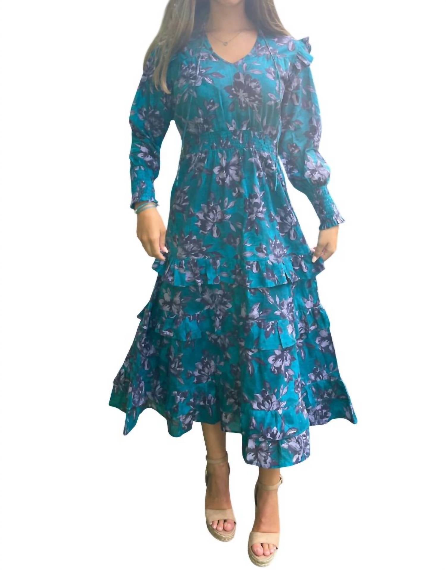 

Платье макси с длинными рукавами Violeta синего/аметистового цвета Bindu