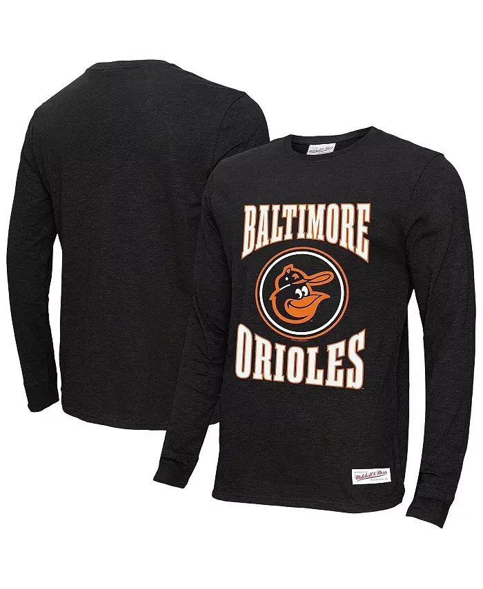 

Мужская черная футболка с длинным рукавом Baltimore Orioles с арочным логотипом, выполненная из ткани слаб Mitchell & Ness
