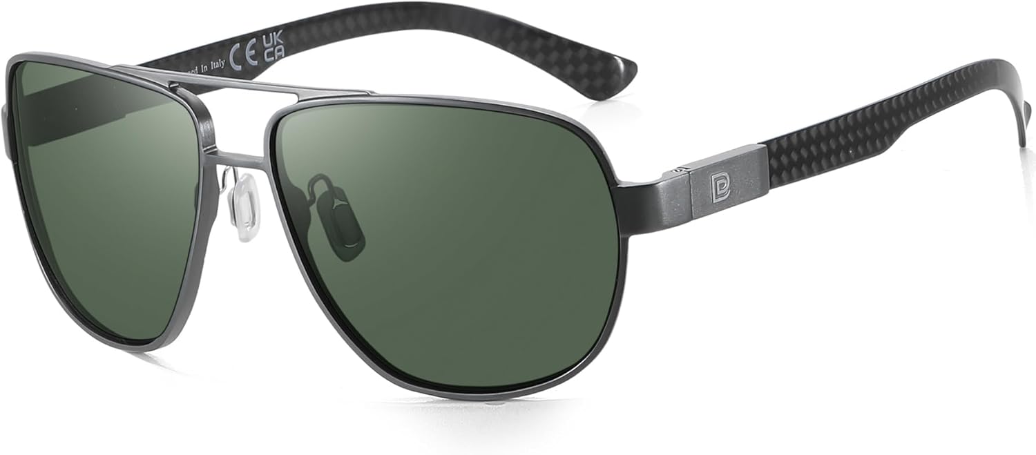 

Солнцезащитные очки-авиаторы DUCO для мужчин, поляризованные, с защитой от УФ-излучения, дужки из углеродного волокна, мужские солнцезащитные очки для вождения 3051, Gunmetal Frame Green Lens