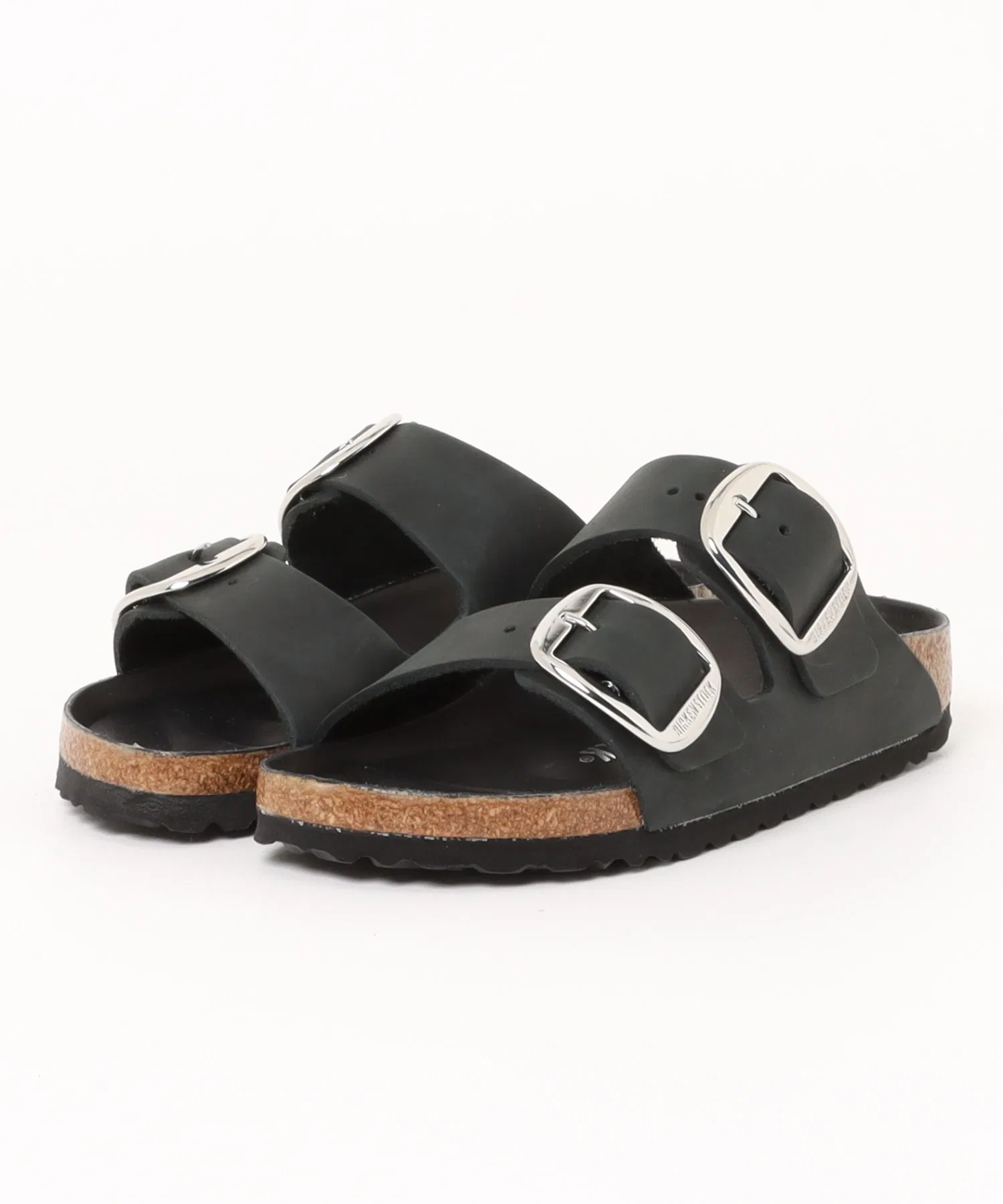 Унисекс сандалии Birkenstock Arizona Big Buckle из натуральной кожи чёрные