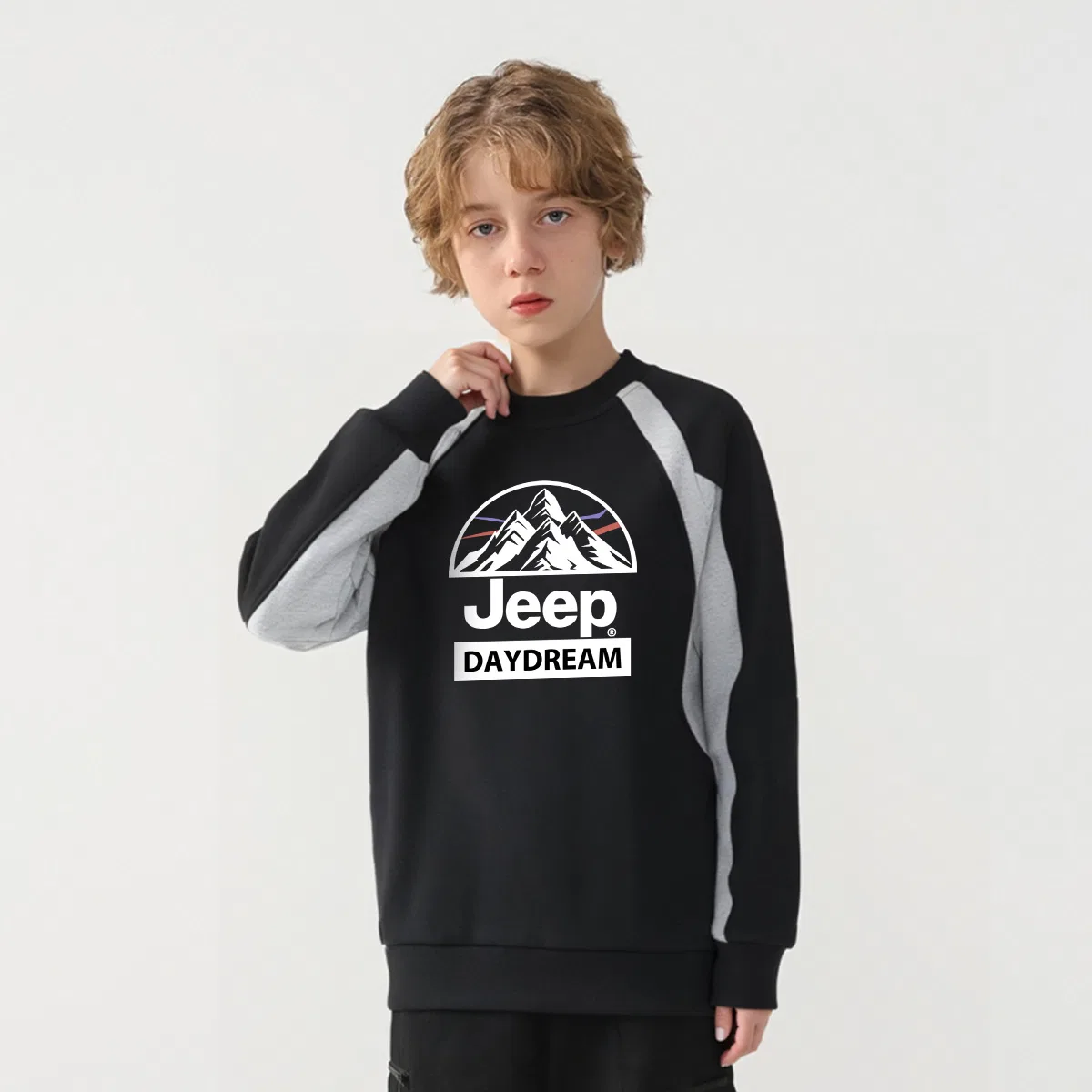 Свитшот детский Grade School с круглым вырезом Moderate Jeep, Black Gray — фото 4