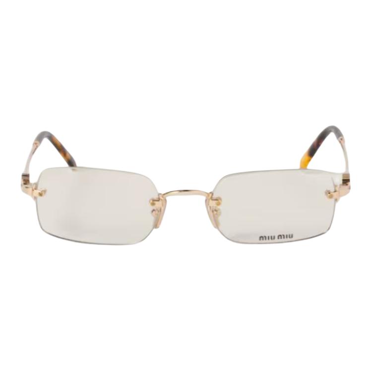 

Металлическая прямоугольная оправа для очков, унисекс, светло-золотистая Miu Miu, светлый золото