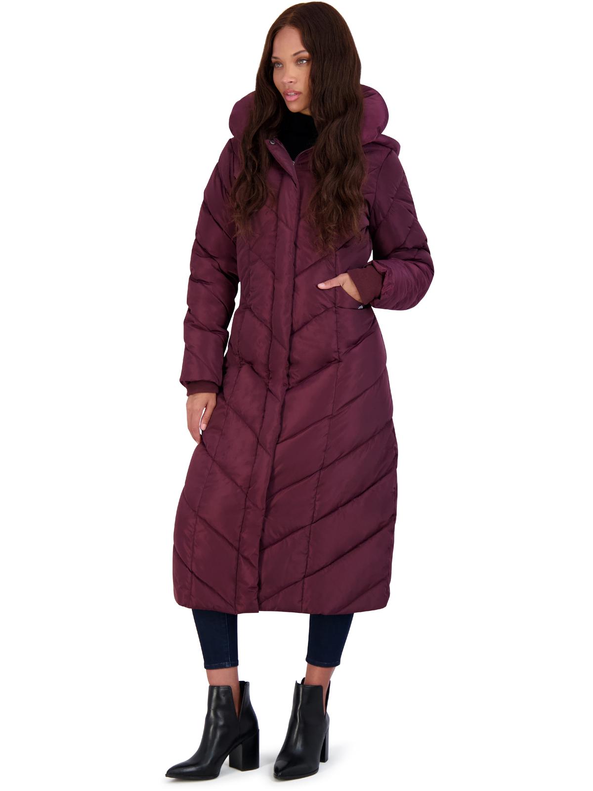 

Женское стеганое макси-пальто с флисовой подкладкой Steve Madden, цвет merlot