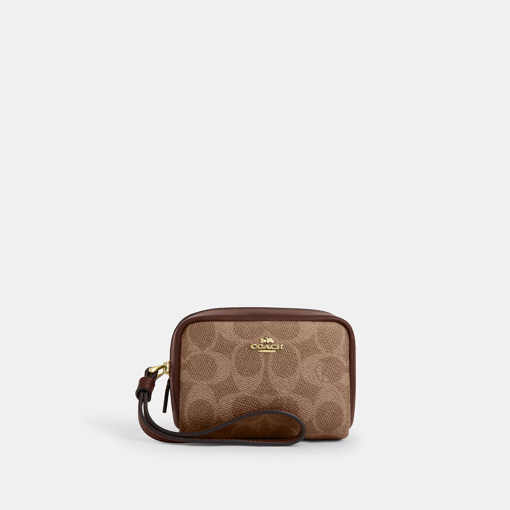 

Кошелек Coach Outlet на запястье из фирменного полотна, золотой/коричневый