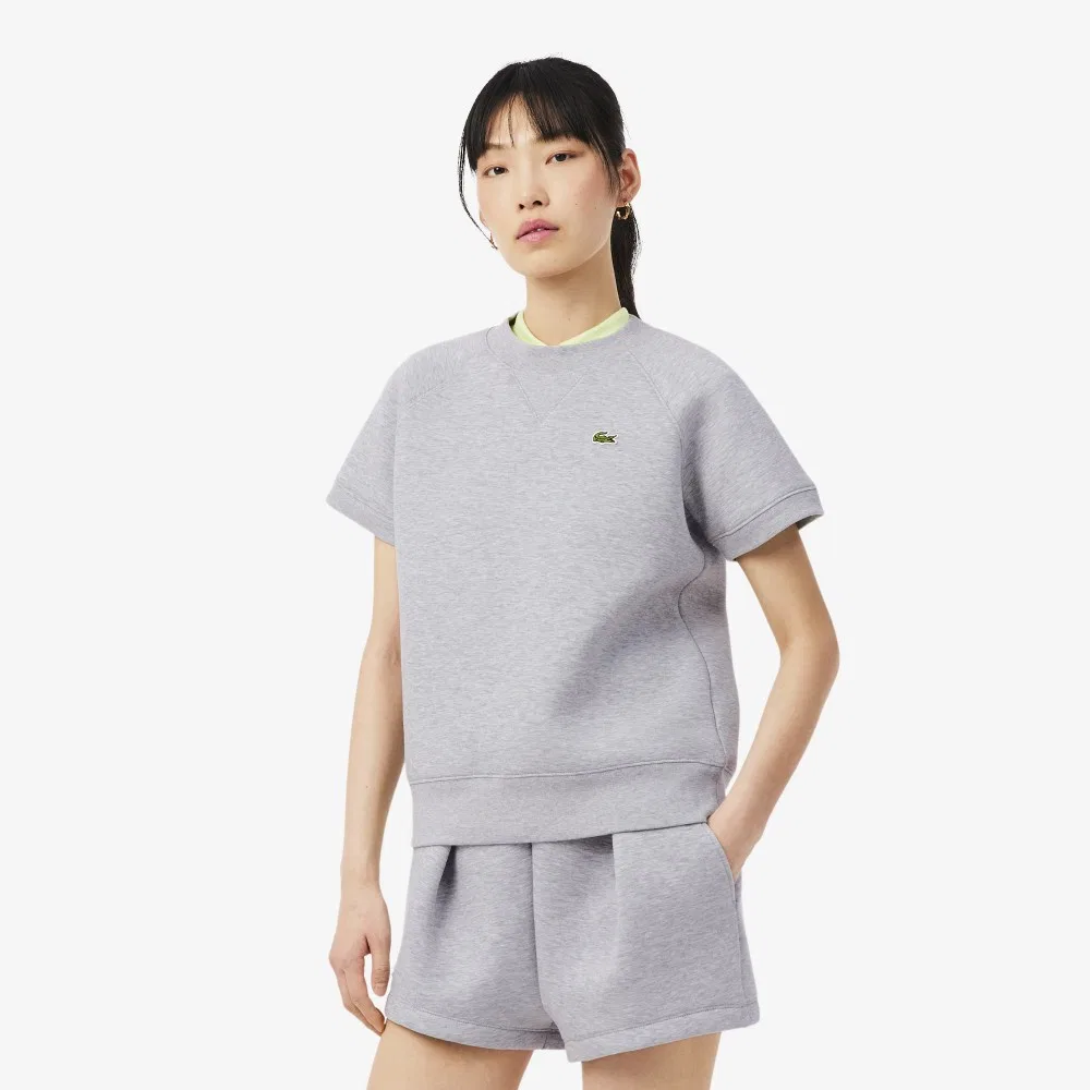 Свитшот Lacoste женский двухсторонний, меланжево-серый