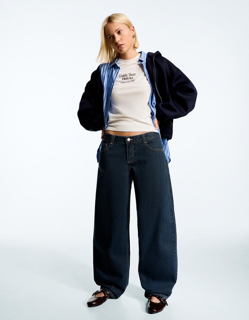 

Мешковатые джинсы-бочки Bershka, синий