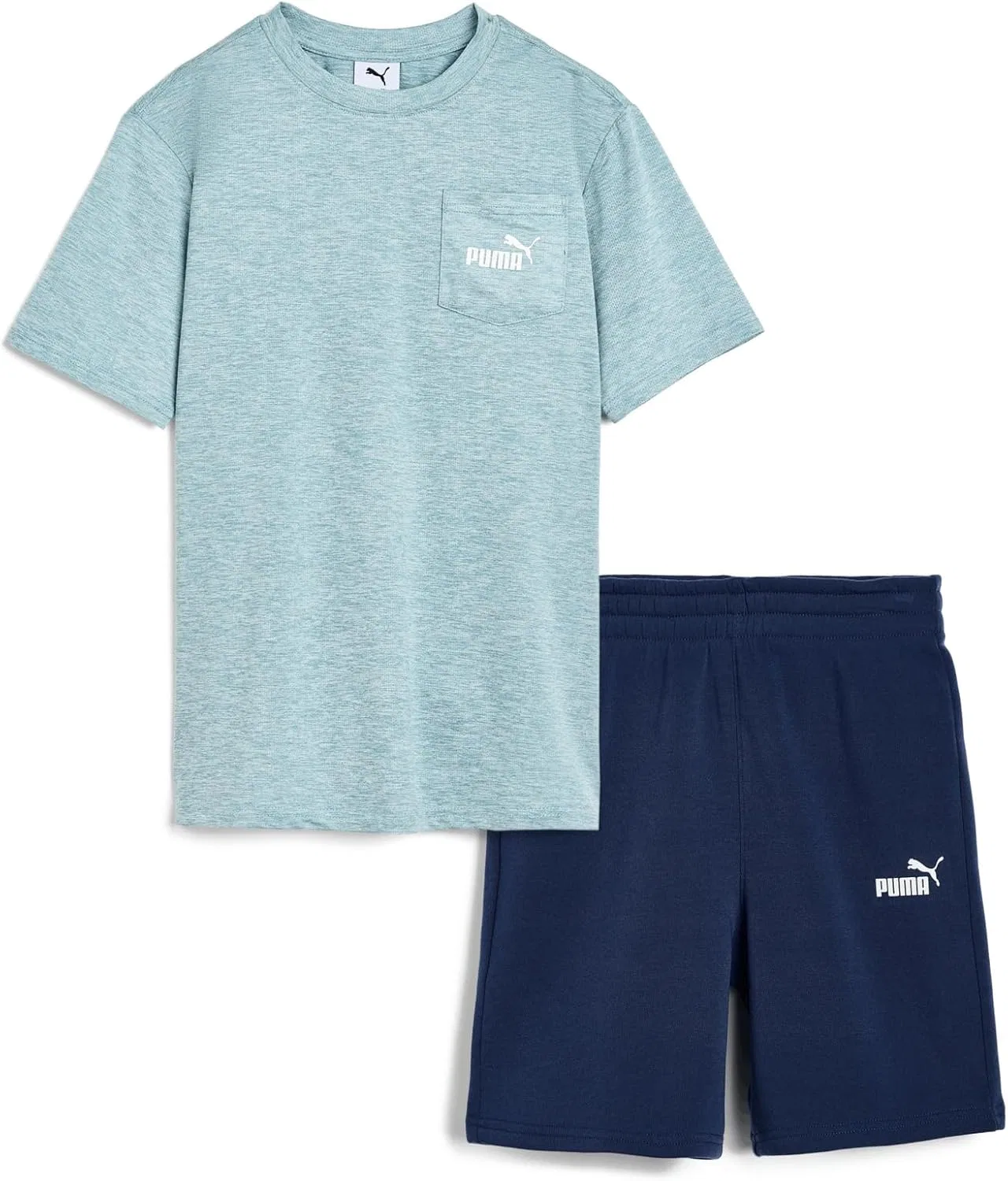 Детский спортивный комплект: футболка и шорты из флиса, PUMA, Sea Foam