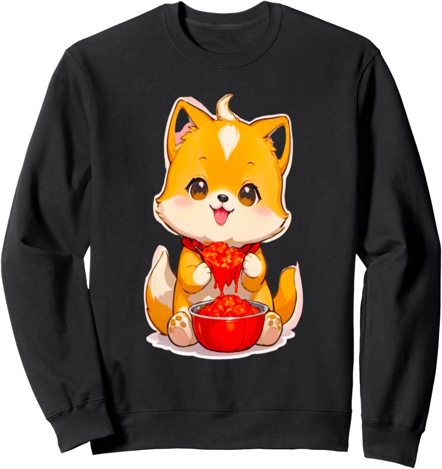 

Kawaii Chibi Cute Jindo Eating Kimchi - Толстовка PanfurWare LLC, черный