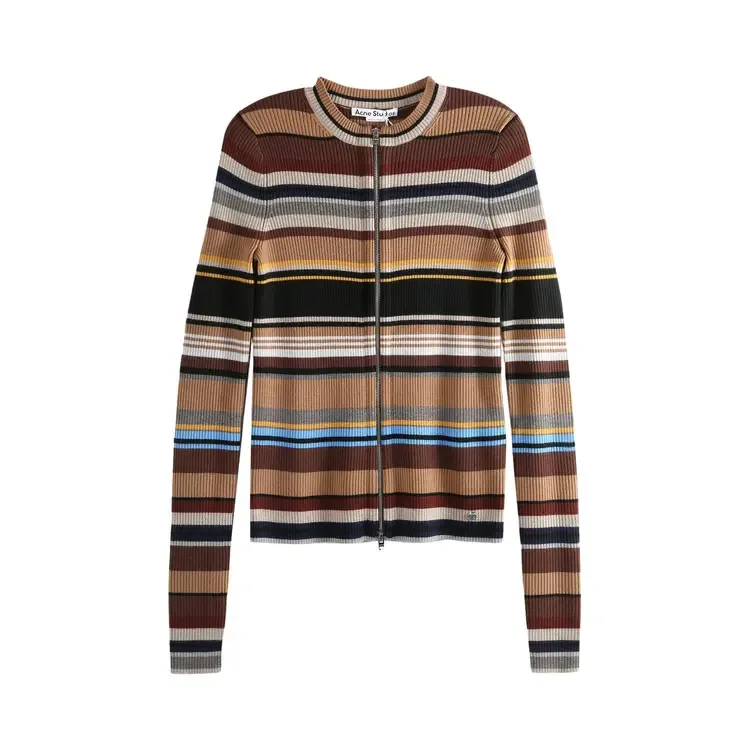 Кардиган с круглым вырезом Acne Studios, цвет «Многоцветный коричневый»