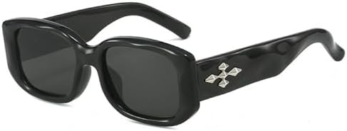 

Модные солнцезащитные очки 2027 года для женщин и мужчин, прямоугольная оправа с линзами, серебристая отделка, винтажный стиль, защита от ультрафиолета UV400 MTZJH, C1