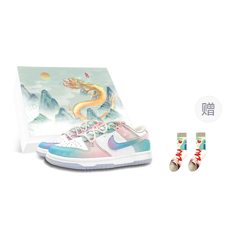 

Кроссовки Nike Dunk Skateboarding Shoes Women's Low-top White/pink/blue, белый