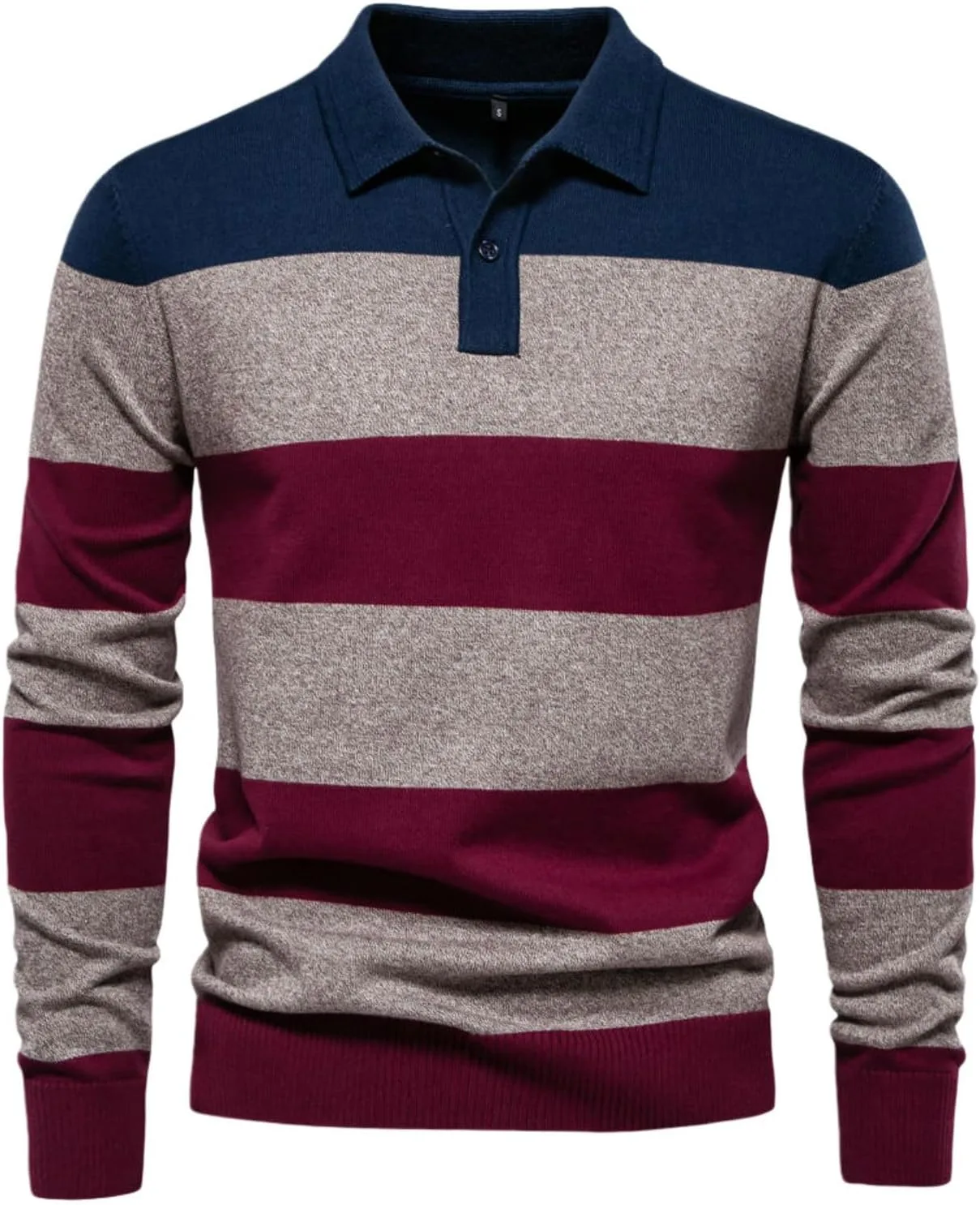 

Мужской осенний свитер с лацканами и полосками FOLKFOLD