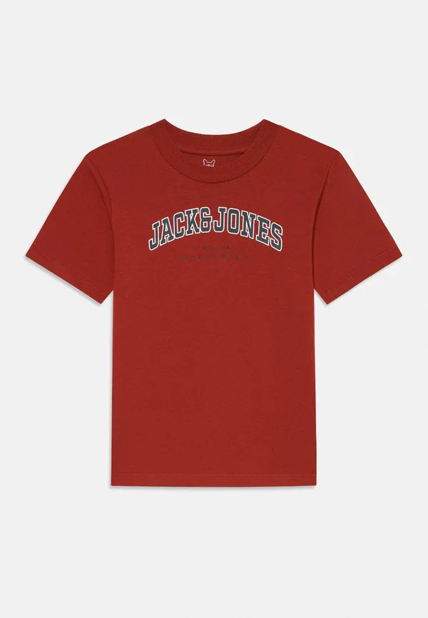 Футболка jjecaleb в университетском стиле с принтом на воротнике Jack & Jones Junior, Burnt Henna