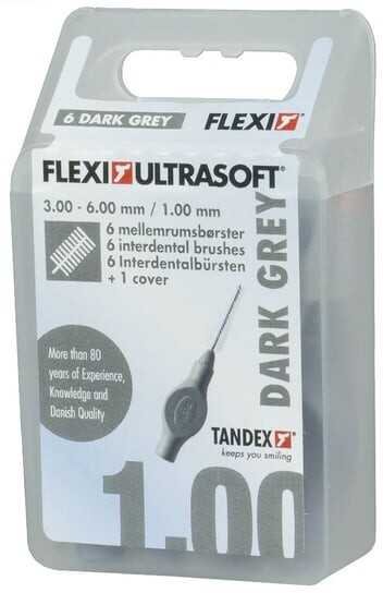 

Очистители межзубных промежутков 1,00 x 3,00-6,00 мм Trapered Dark Grey, 6 шт. Tandex, Flexi