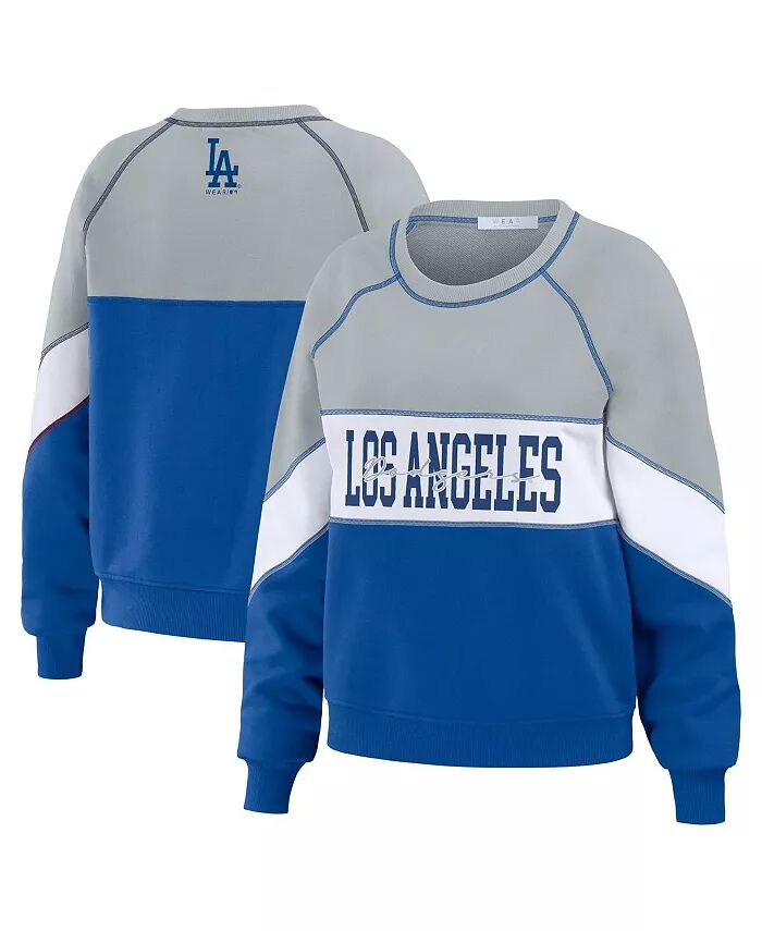 

Женский пуловер с круглым вырезом Heather Grey Royal Los Angeles Dodgers Wear By Erin Andrews, мультиколор