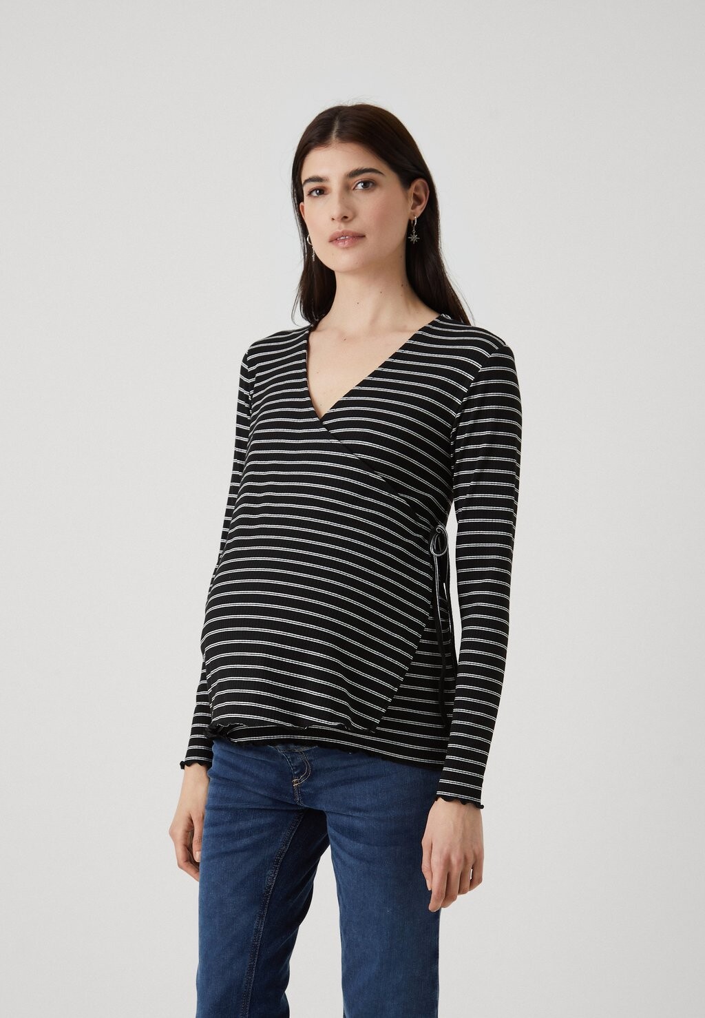 

Топ с длинными рукавами OLMRAYA WRAP ONLY MATERNITY, цвет black/whiteoud dancer